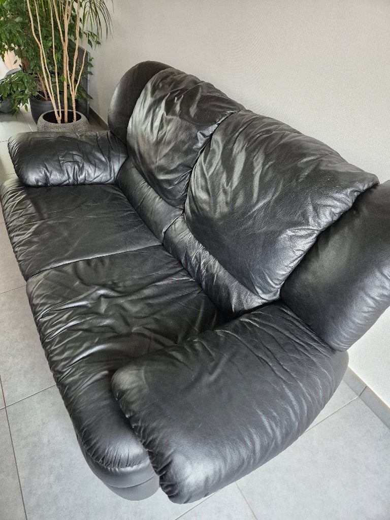 Lederen zetel (tweezit), Huis en Inrichting, Ophalen, Gebruikt, 150 tot 200 cm, Tweepersoons
