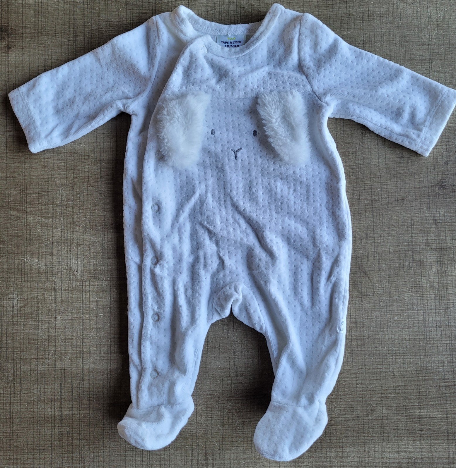 Tape à l'oeil: witte pyjama met voetjes, Nacht- of Onderkleding, Jongetje of Meisje, Tape à l´oeil - Tao, Ophalen of Verzenden