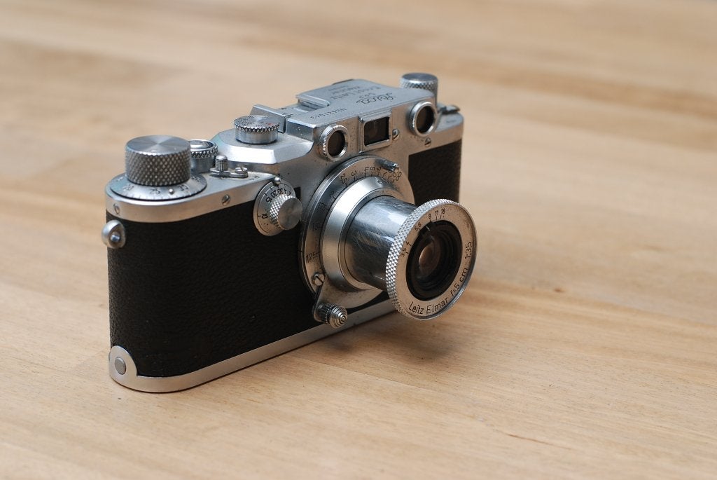 Leica IIIc (1947) – Elmar 50mm f/3.5 functioneel, Audio, Tv en Foto, Fotocamera's Analoog, Ophalen of Verzenden, Gebruikt, Compact