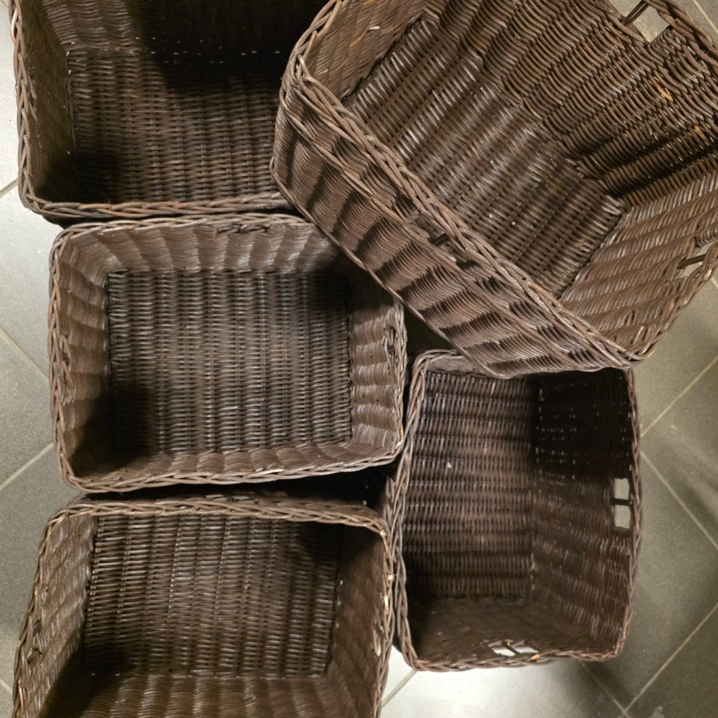6 rieten mandjes, Ophalen, Gebruikt, Mand, Riet