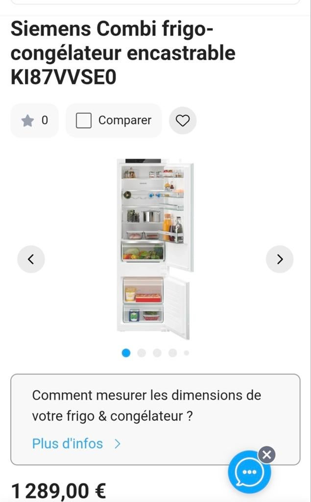 Combi Réfrigérateur Congélateur encastrable SIEMENS Neuf, Electroménager, Neuf, Congélateur, Enlèvement, Encastré