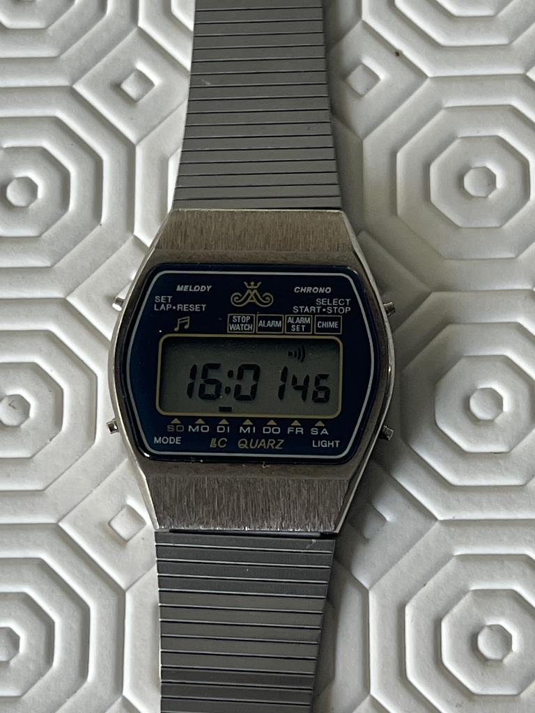 Melodie Electronics vintage digitaal horloge, Staal, Gebruikt, Staal, Polshorloge