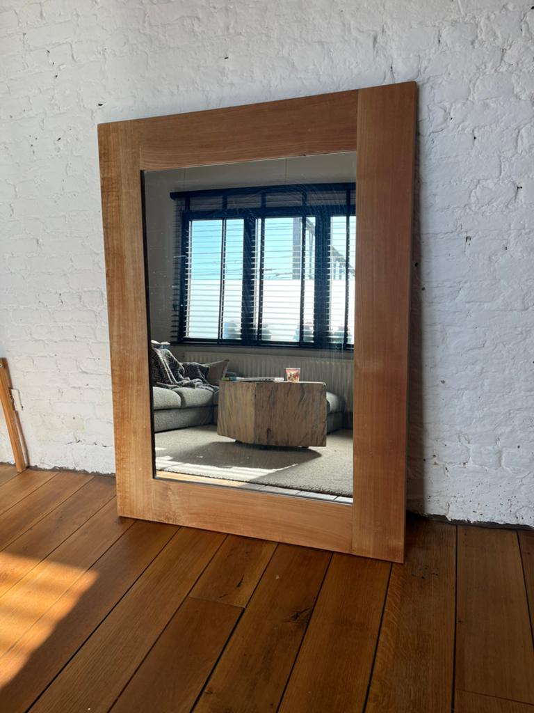 Grote houten spiegel, Enlèvement, Comme neuf, Rectangulaire