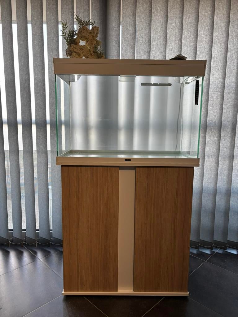 Aquarium met kast, decoratie, eventueel met 4 maanvissen, Enlèvement, Utilisé, Decoratie, Autres marques