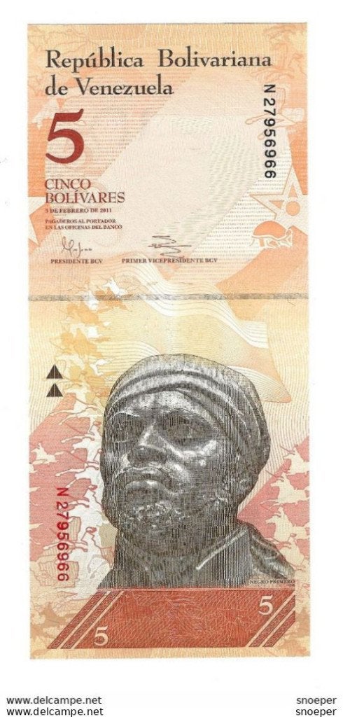 venezuela 5 bolivares 2011 89 unc, Timbres & Monnaies, Enlèvement ou Envoi, Amérique du Sud, Billets en vrac