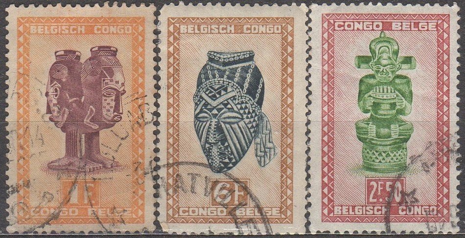 Belgisch Congo - Inheemse kunst en houtsnijwerk - 1947, Ophalen of Verzenden, Gestempeld