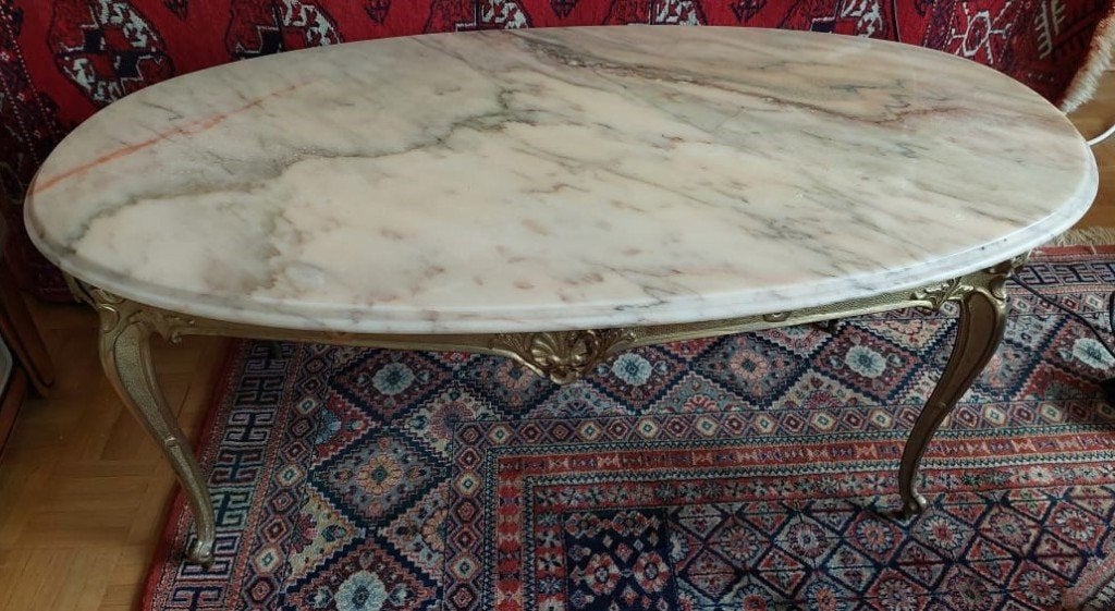 Table basse française vintage — style Louis XV, 100 à 150 cm, Moins de 50 cm, Enlèvement, Utilisé