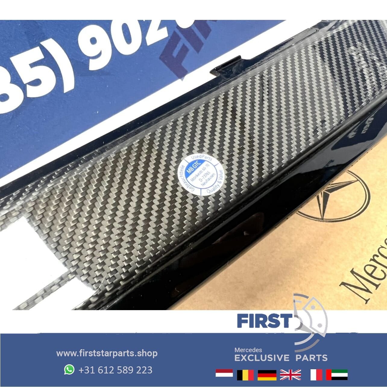 A2058851874 W205 C63 AMG CARBON SPOILER BUMPER LIP C KLASSE, Auto-onderdelen, Gebruikt, -, Voor, Ophalen of Verzenden