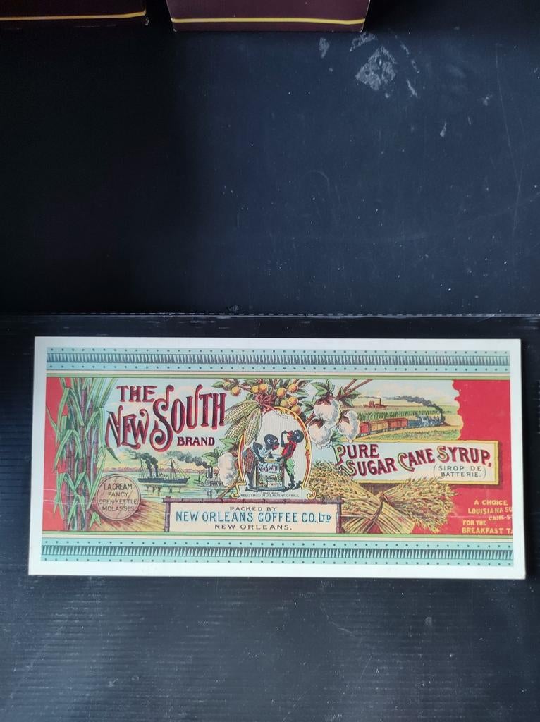 Vintage etiket Thé New South Brand Pure Sugar Cake Syrup, Ophalen of Verzenden