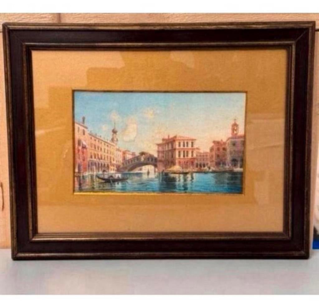 Umberto Ongania 1867-1942 signed Aquarel 19th cen schilderij, Ophalen of Verzenden