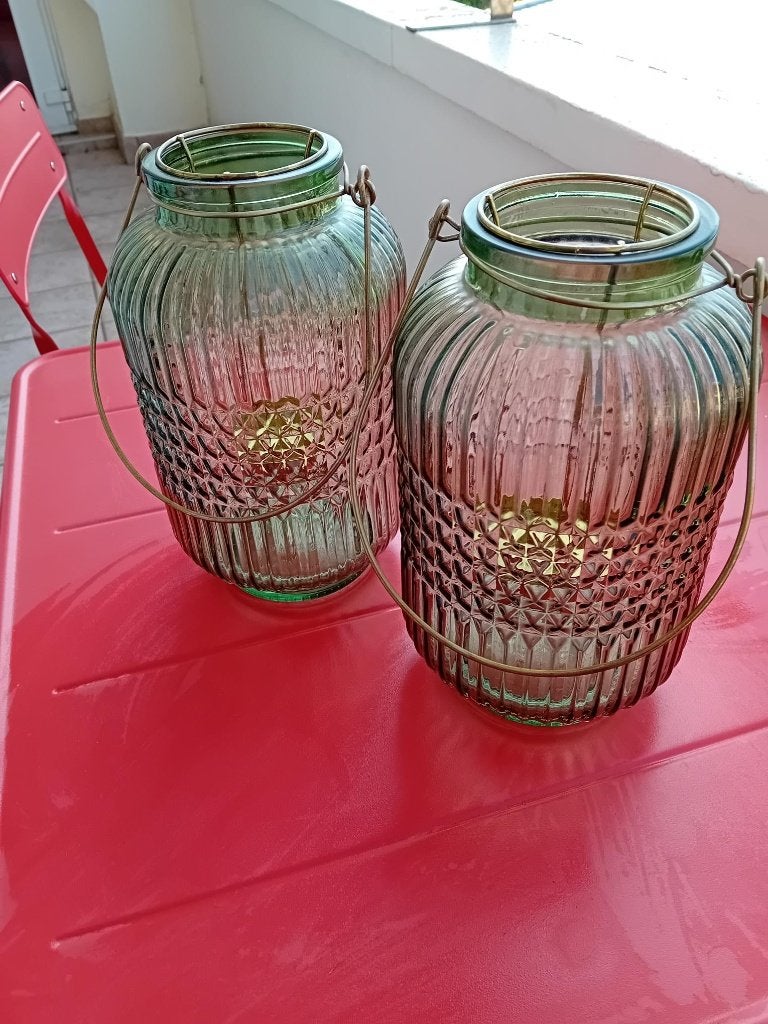 2 vases-bougeoires pour terrasse, Enlèvement, Utilisé, Autres types, Moins de 50 cm