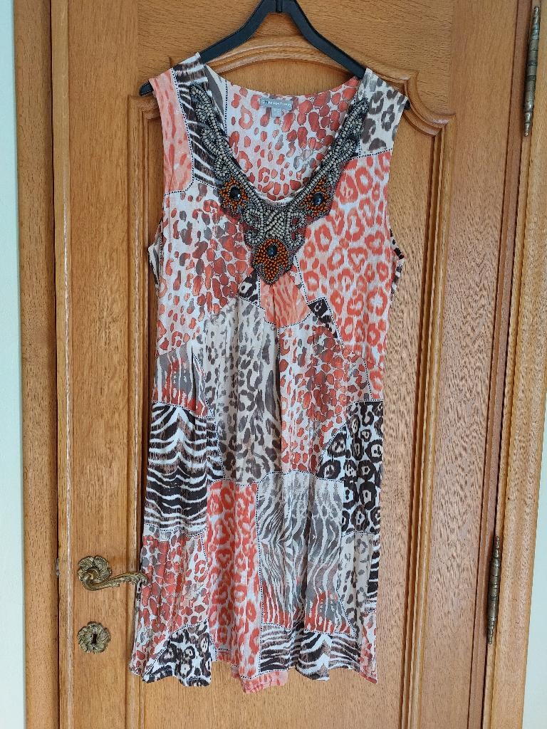 robe Bariolée San Martino - Taille 44, Kleding | Dames, Maat 42/44 (L), Oranje, Zo goed als nieuw, Knielengte