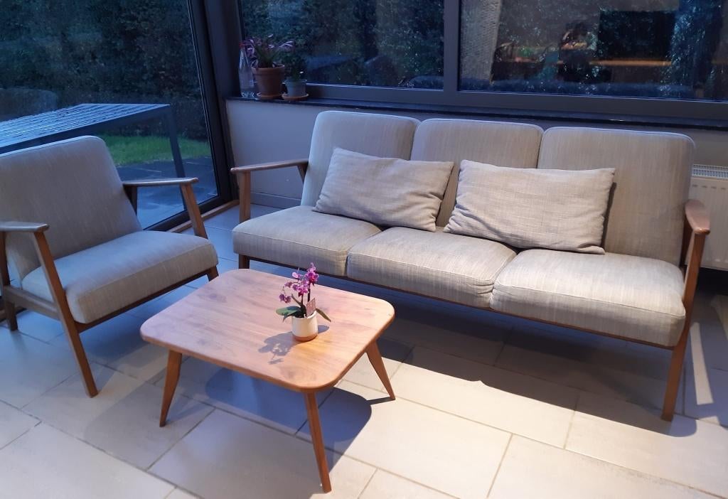 Zetel (3 personen) + fauteuil (1 persoon) EKENÄSET, Huis en Inrichting, Ophalen, Gebruikt, Gezellig warm, 150 tot 200 cm