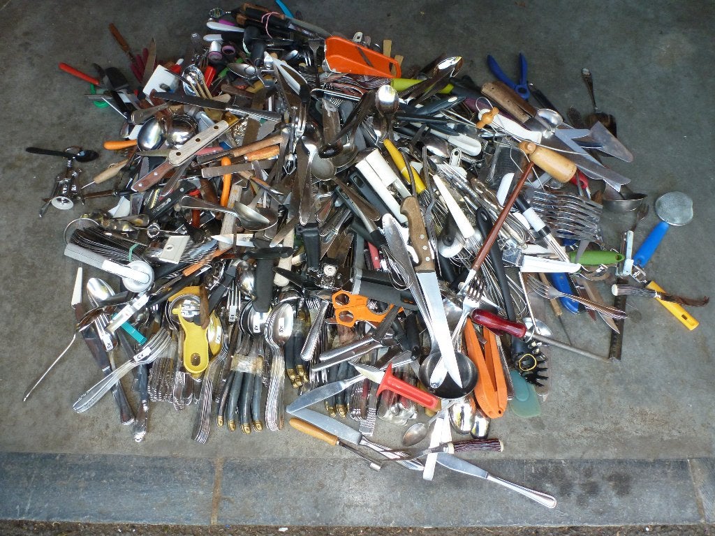 gros lot de couverts : fourchettes, couteaux, cuillères ..., Enlèvement, Utilisé