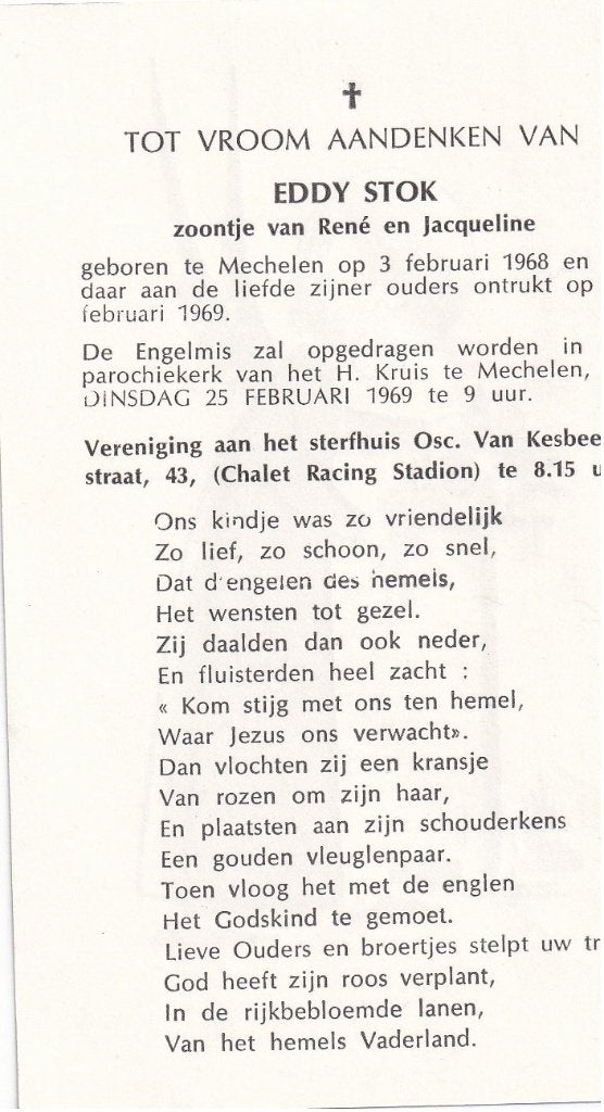 K 6 / B P STOK MECHELEN 1868 - 1969, Verzamelen, Bidprentjes en Rouwkaarten, Ophalen of Verzenden, Bidprentje