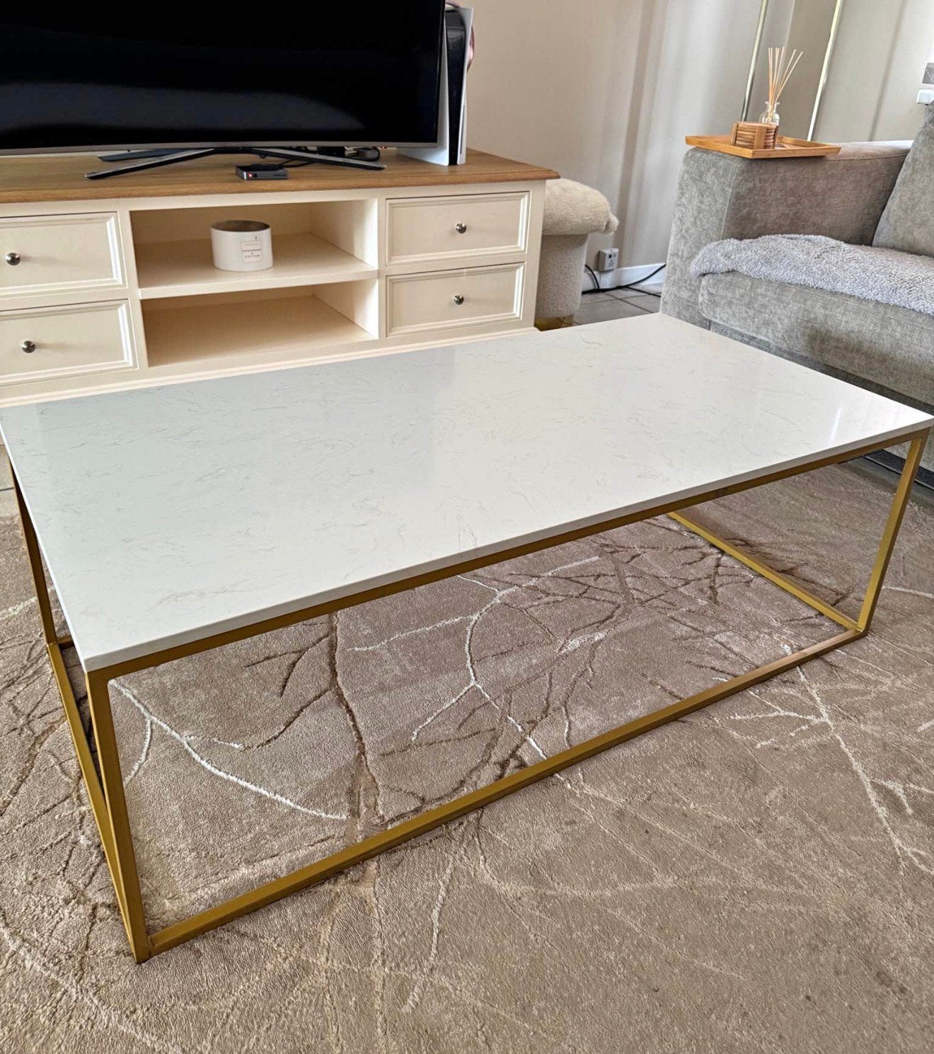 Table basse marbre & doré – Élégante, moderne, Enlèvement, Comme neuf
