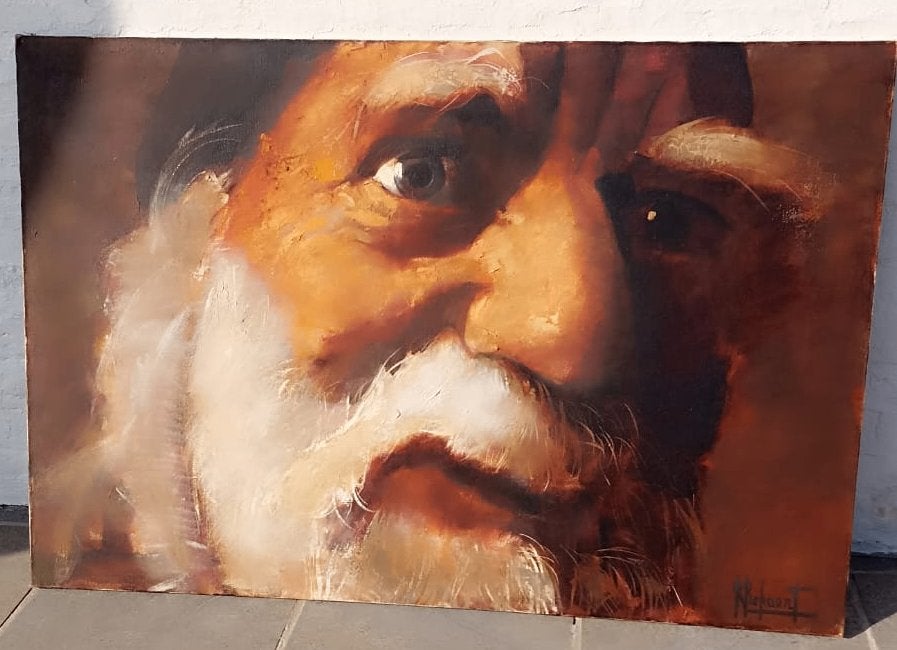 Portrait d’homme barbu signée R. Bekaert, Enlèvement, Signé, Toile