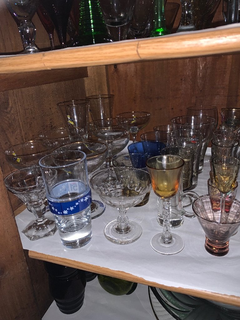 Antique gekleurd en gewoon drink glazen, Ophalen, Zo goed als nieuw, Overige typen