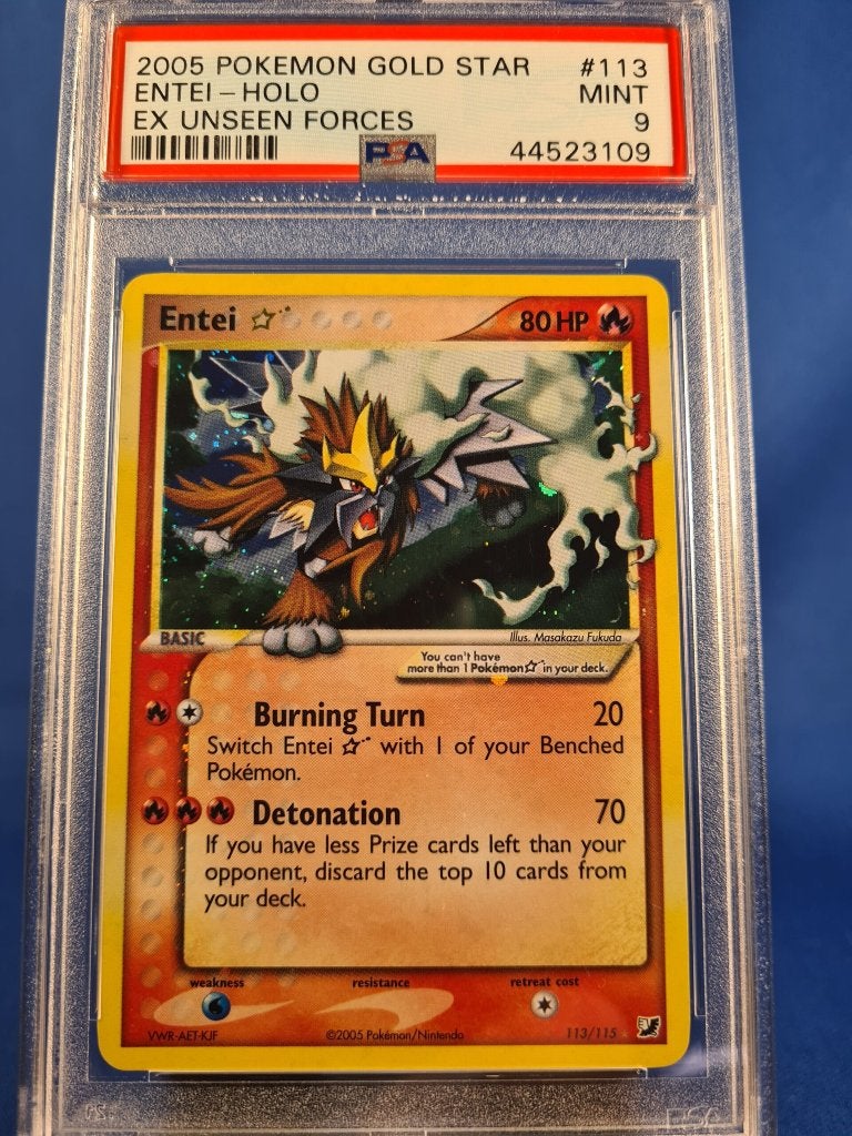 Entei  [Gold Star] 113/115 - Unseen Forces (PSA 9), Verzenden, Gebruikt