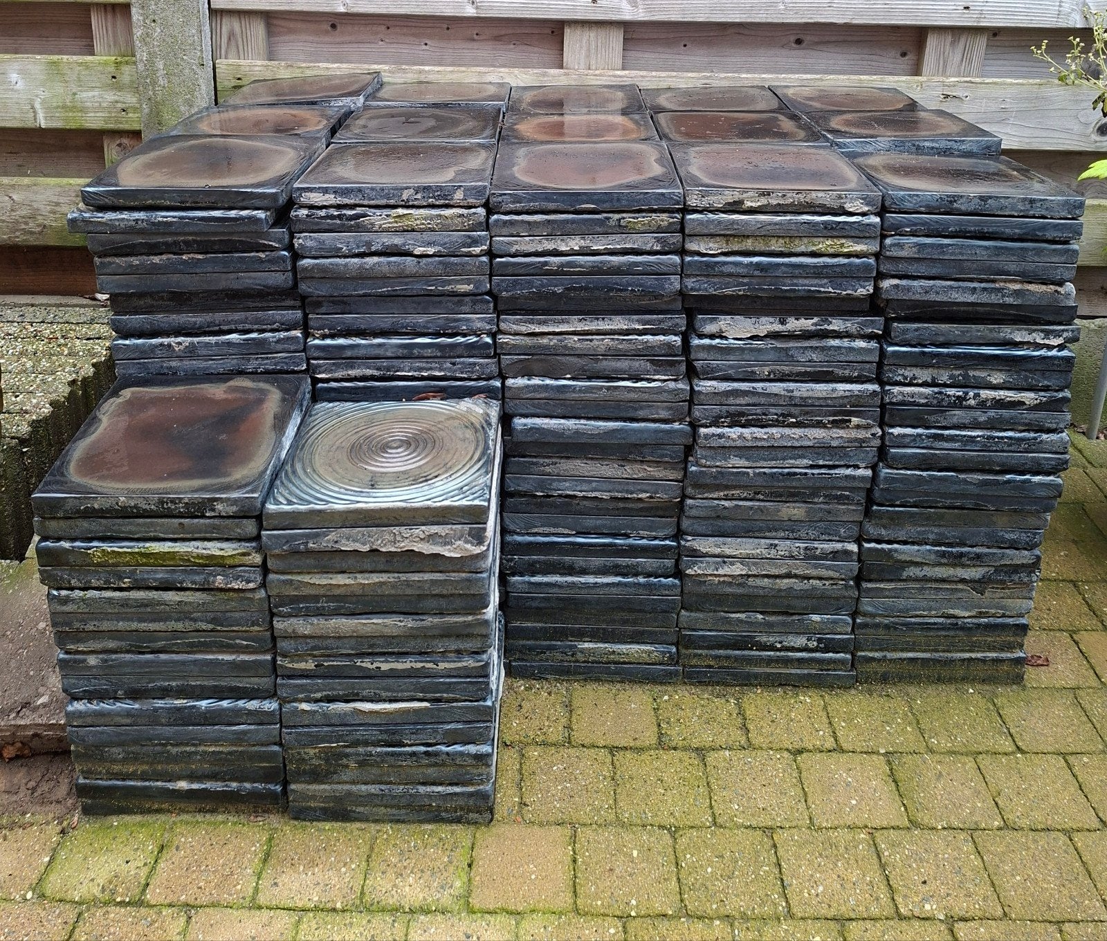 vloertegel zwarte lava, Doe-het-zelf en Bouw, Ophalen, Gebruikt, Hardsteen, 10 m² of meer