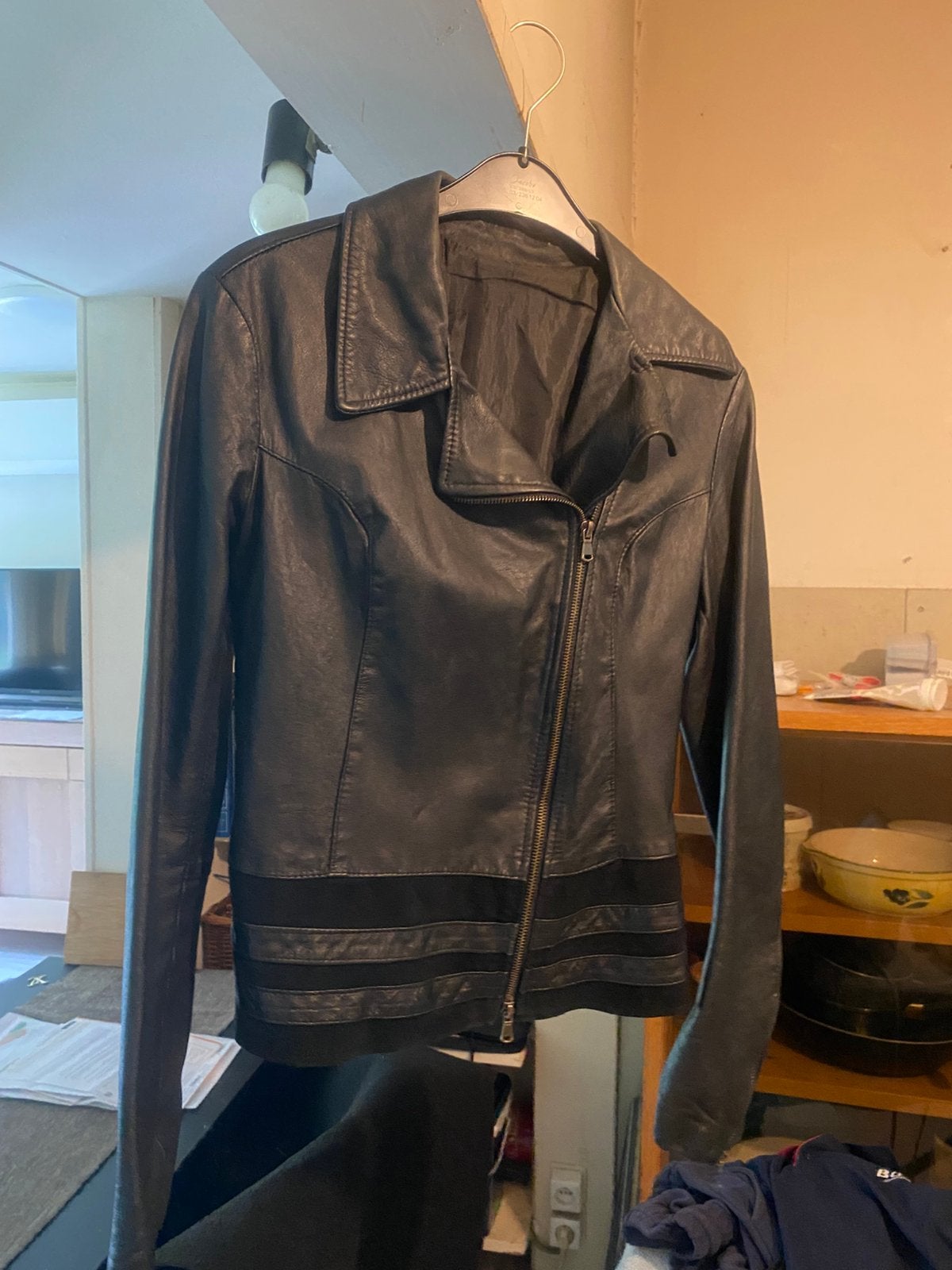 Ledere jas, Kleding | Dames, Ophalen of Verzenden, Gedragen, Maat 36 (S), Zwart