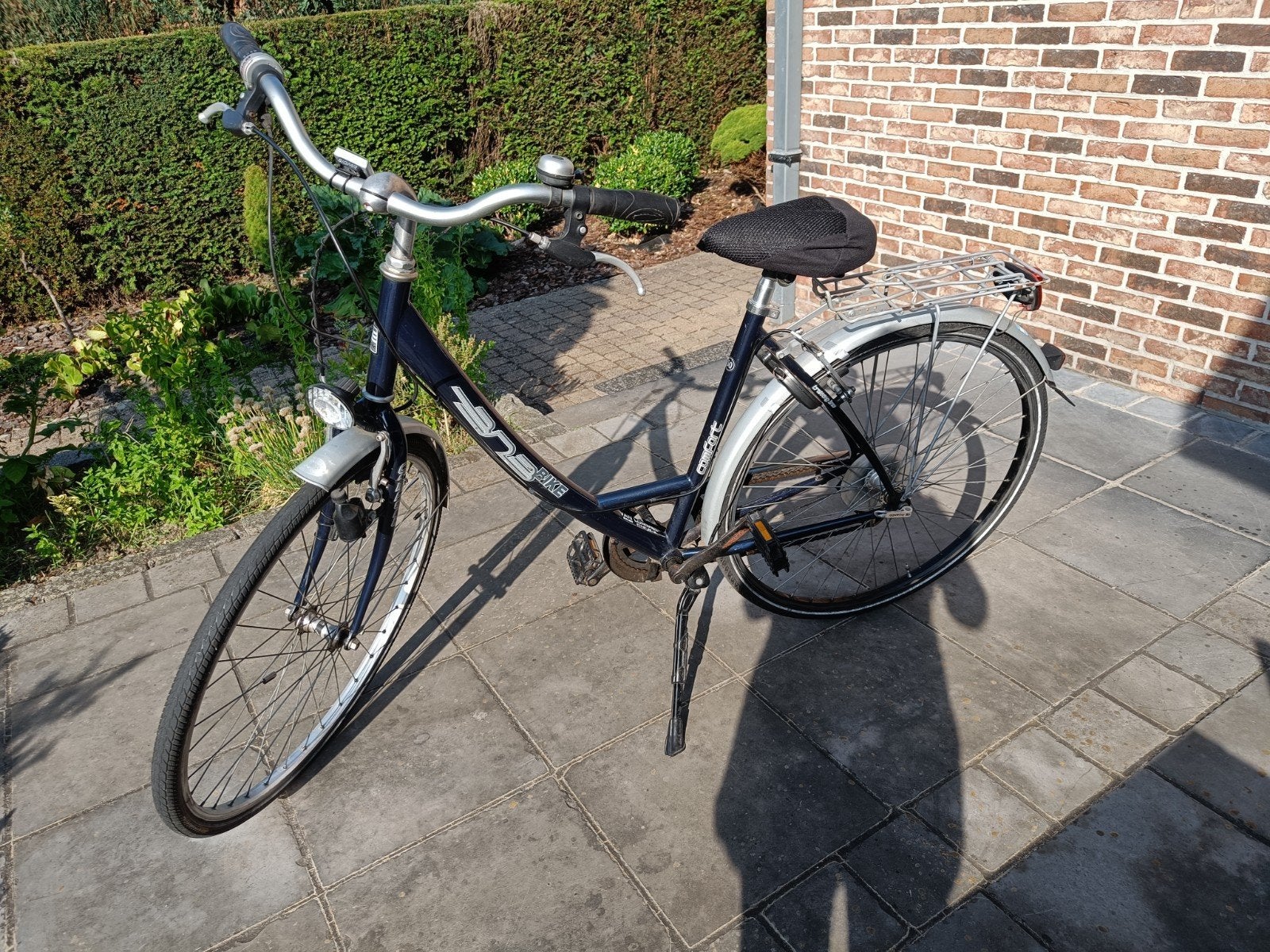 Damesfiets met 50 blauw met grijs, Ophalen, Gebruikt, Velgrem, Versnellingen