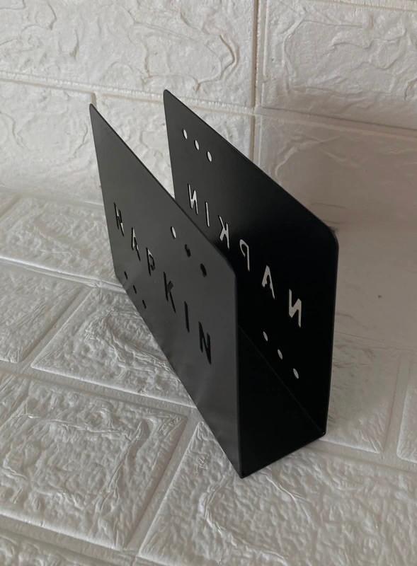 Zwarte metalen servethouder "Napkin" 17x12x5cm, Zwart, Ophalen of Verzenden, Zo goed als nieuw, Metaal