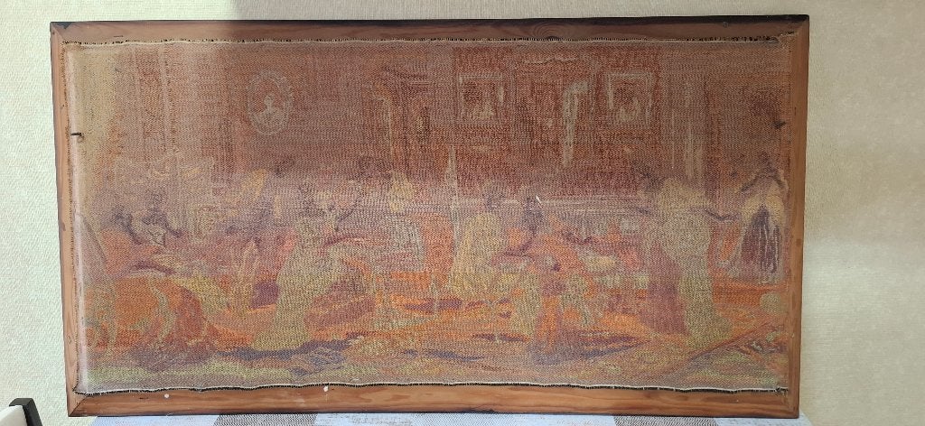 Groot Vintage Wandtapijt – Rococotafereel in Barok kader, Ophalen