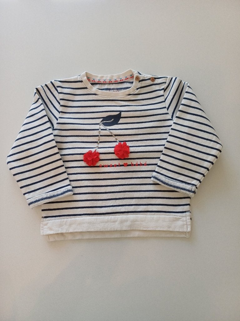 Gestreepte trui 'kersen' maat 92 C&A, Kinderen en Baby's, Gebruikt, C&A, Meisje, Trui of Vest