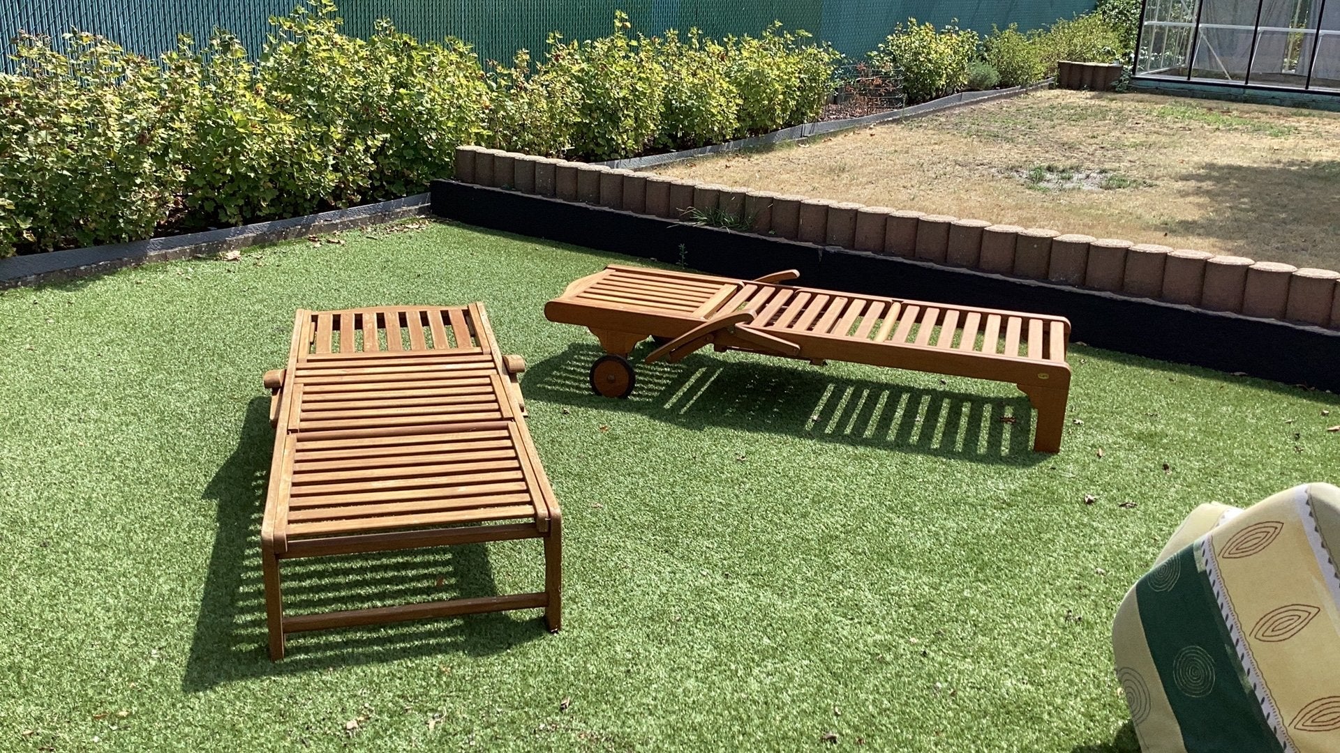 Teak houten / zetelbed / ligstoel, Tuin en Terras, Ophalen, Gebruikt, Teakhout