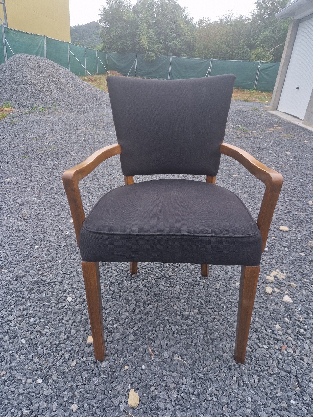 Paire Fauteuils Bridge Vintage Art Déco Bois & Tissu bleu, Enlèvement
