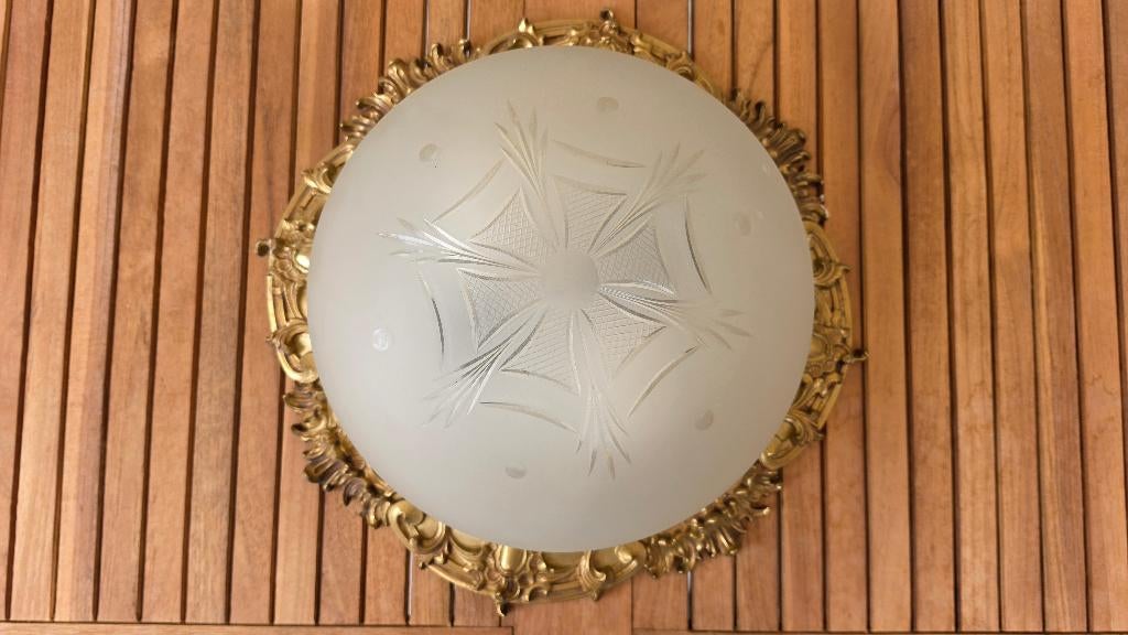 plafonnière vintage, Ophalen, Gebruikt, Glas
