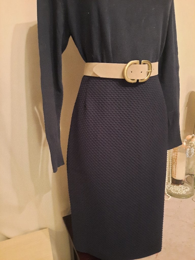 Klassieke blauwe rok Terre Bleue, Kleding | Dames, Maat 42/44 (L), Ophalen of Verzenden, Zo goed als nieuw, Onder de knie