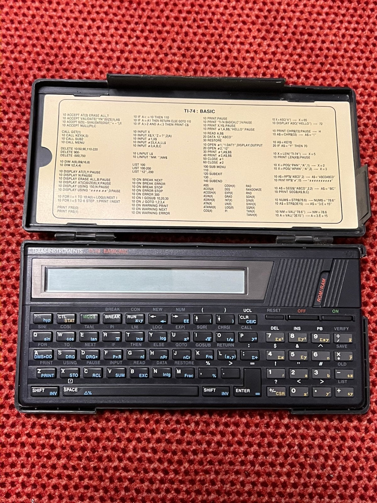 Texas TI-74 basic, Ophalen, Grafische rekenmachine, Gebruikt