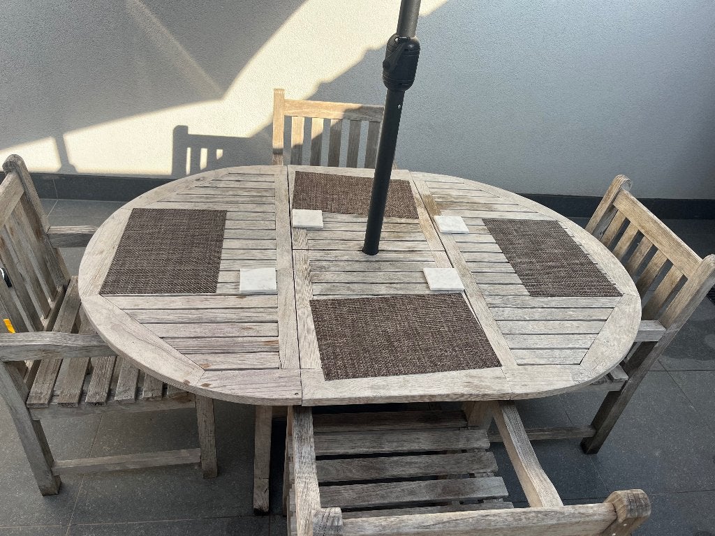 Tuinset, Tuin en Terras, Ophalen, 4 zitplaatsen, Gebruikt, Hardhout