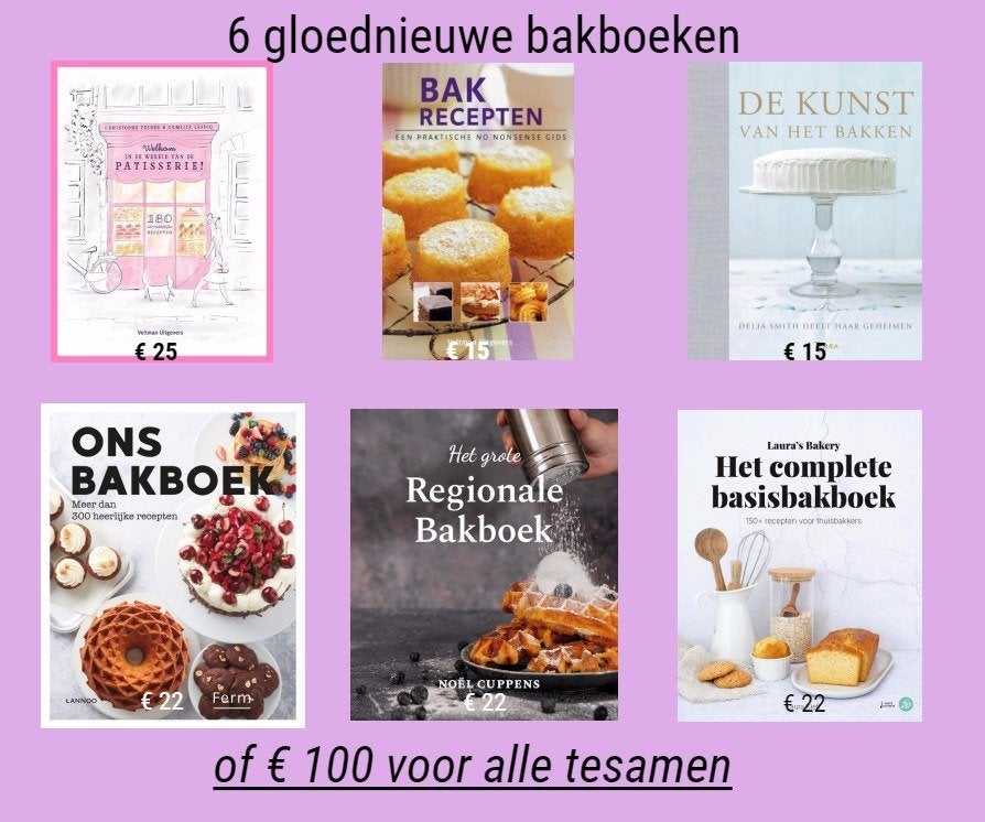 6 GLOEDNIEUWE BAKBOEKEN, Ophalen of Verzenden, Nieuw, Taart, Gebak en Desserts