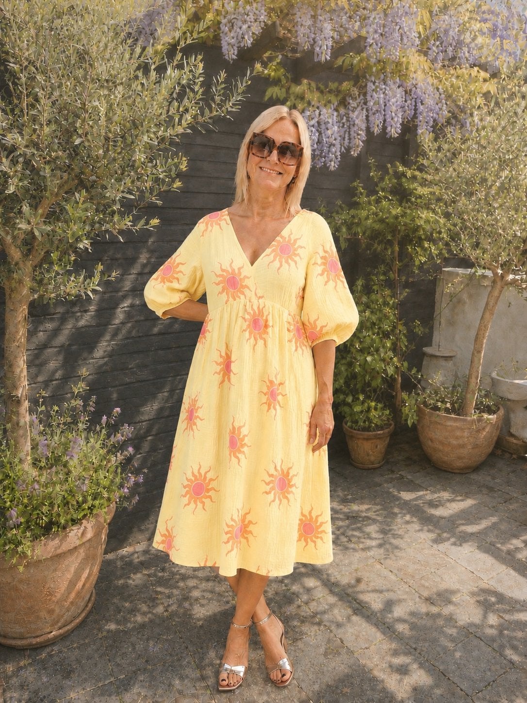 Katoenen (tetra) jurk met leuke zon!, Vêtements | Femmes, Robes, Neuf, Taille 38/40 (M), Jaune, Sous le genou, Enlèvement ou Envoi