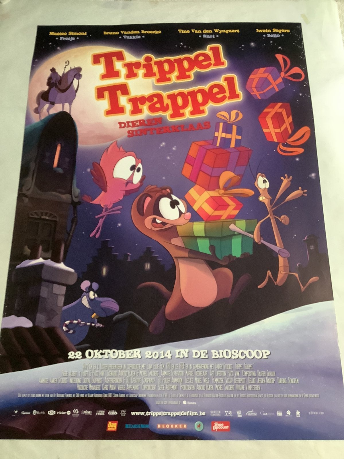 TRIPPEL TRAPPEL DIEREN SINTERKLAAS    Filmposter  70-100 cm, Ophalen of Verzenden, Zo goed als nieuw