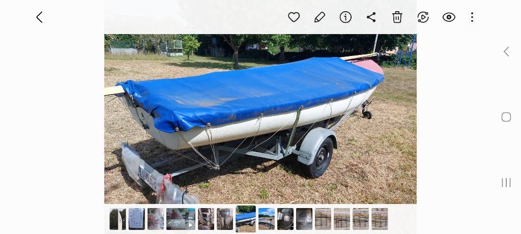 Zeilbootje met trailer, Watersport en Boten, Ophalen, Gebruikt, Benzine, Buitenboordmotor