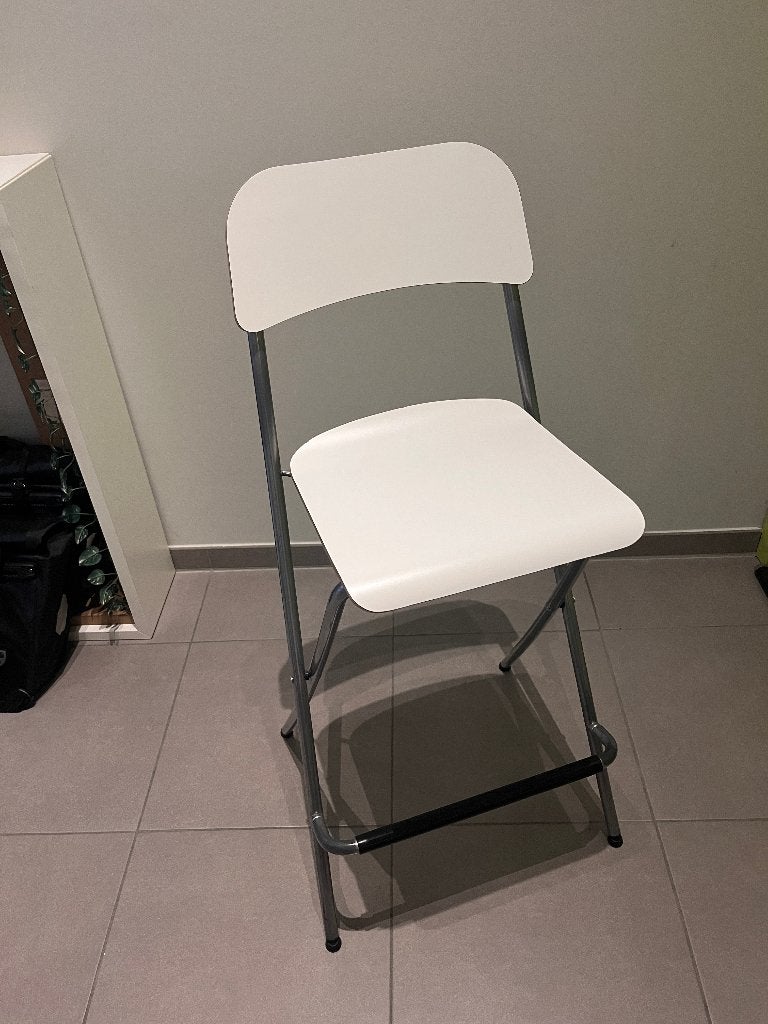 IKEA FRANKLIN - Tabouret de bar (blanc/métal - 73 cm), 1 tabouret, Avec repose-pieds, Comme neuf, Enlèvement