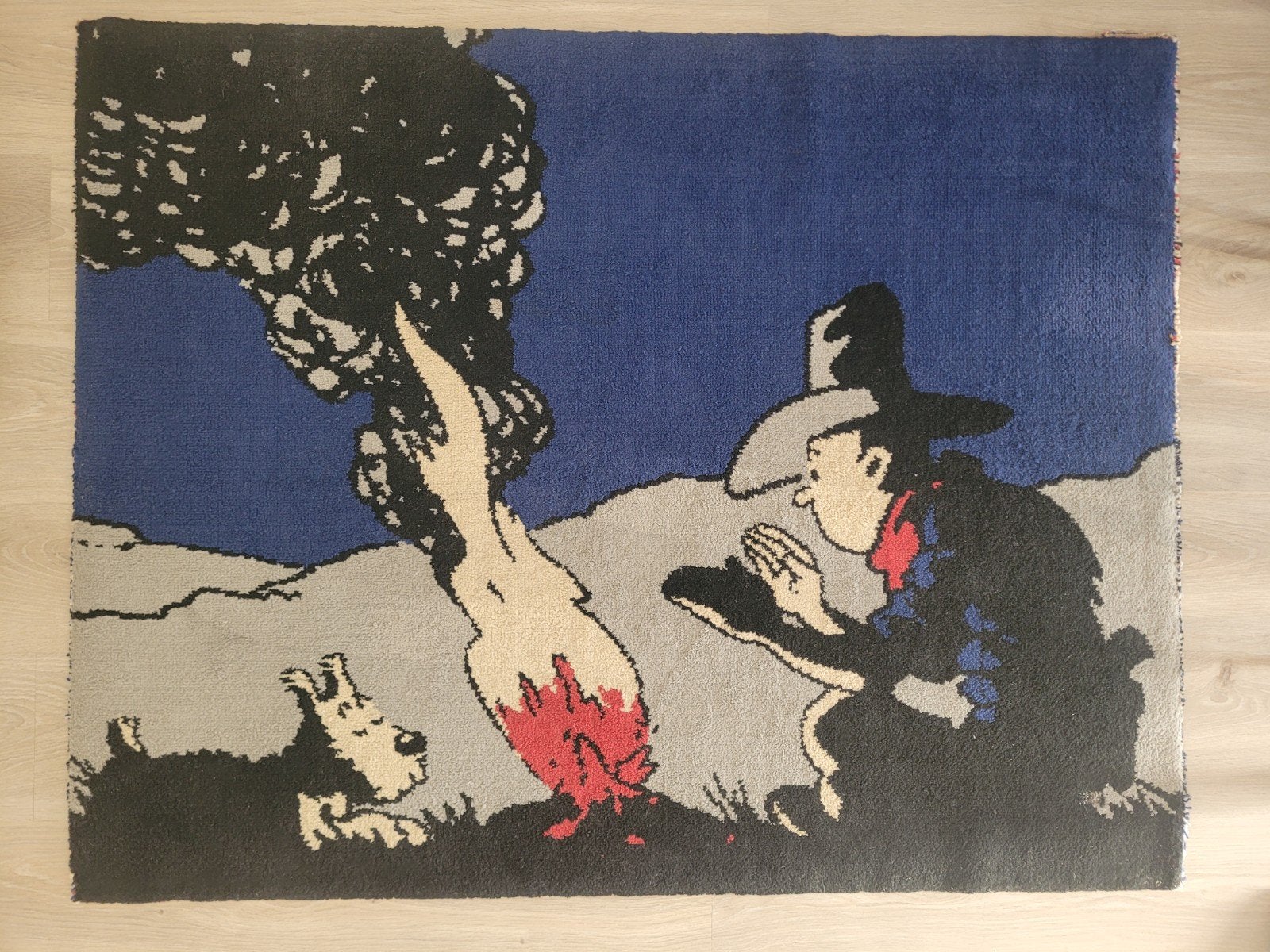 Tintin en Amérique tapis laine Axis 130 cm x 100 cm 1993, Enlèvement ou Envoi, Tintin