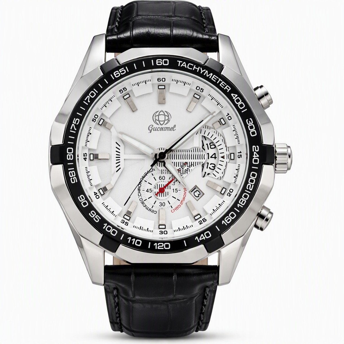 Montre automatique homme Guccmel cadran blanc bracelet cuir, Bijoux, Sacs & Beauté, Envoi, État, Blanc