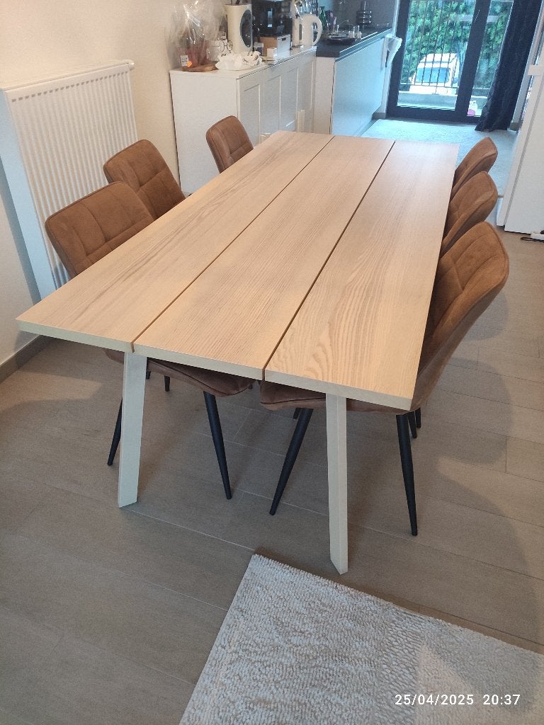 Eettafel 90x200  Eikenfineer, Huis en Inrichting, Tafels | Eettafels, Ophalen, Zo goed als nieuw