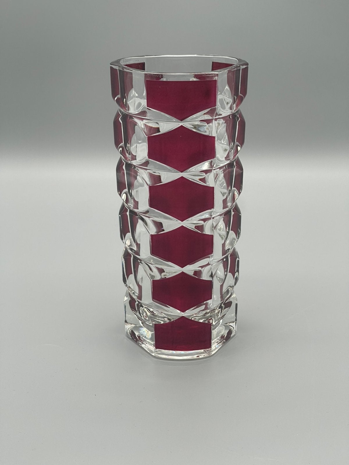 Vintage Luminarc glazen vaas – bordeauxrood – France, Antiek en Kunst, Ophalen of Verzenden