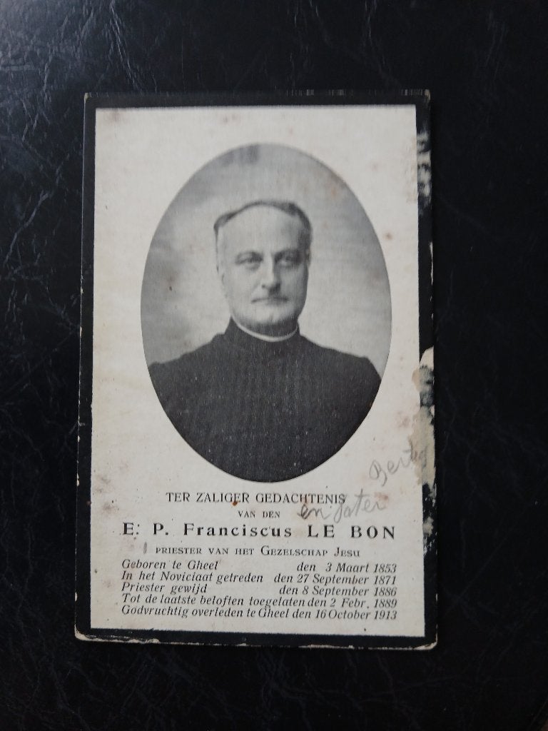 E.P. Franciscus Le Bon OVERL 1913, Verzamelen, Bidprentjes en Rouwkaarten, Verzenden, Bidprentje