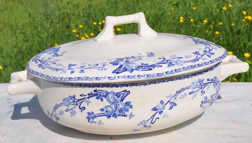 soupière ovale boch frère decor rosa, Ophalen of Verzenden