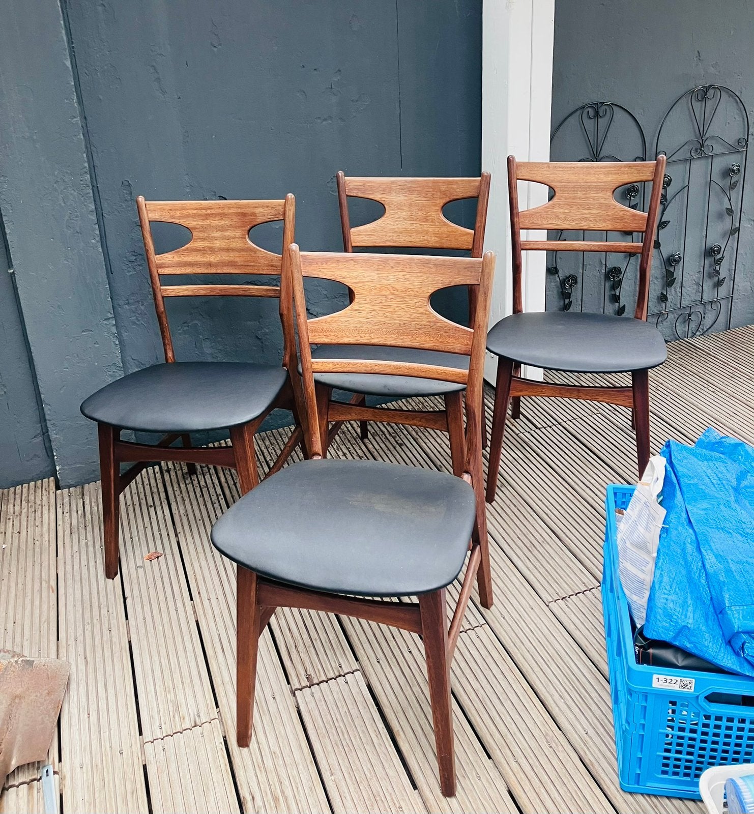 Vier Deense vintage eetkamerstoelen teak, Huis en Inrichting, Stoelen, Ophalen, Zo goed als nieuw, Vintage, Vier