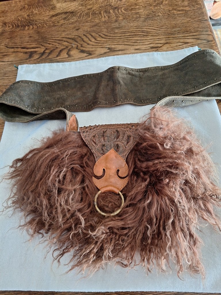 Lederen tas met bont, Overige merken, Bruin, Nieuw, Ophalen of Verzenden