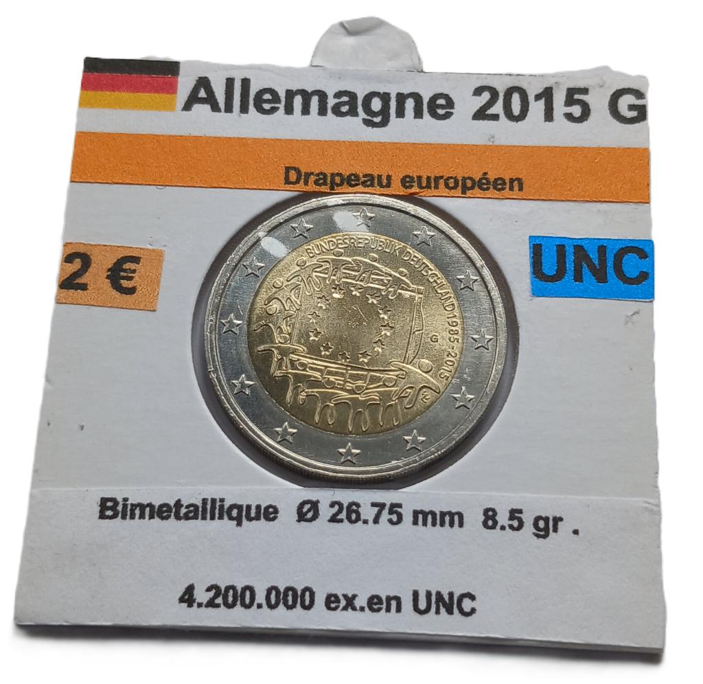 ALLEMAGNE 2 euro année 2015 G. UNC, Envoi, Allemagne, 2 euros, Monnaie en vrac