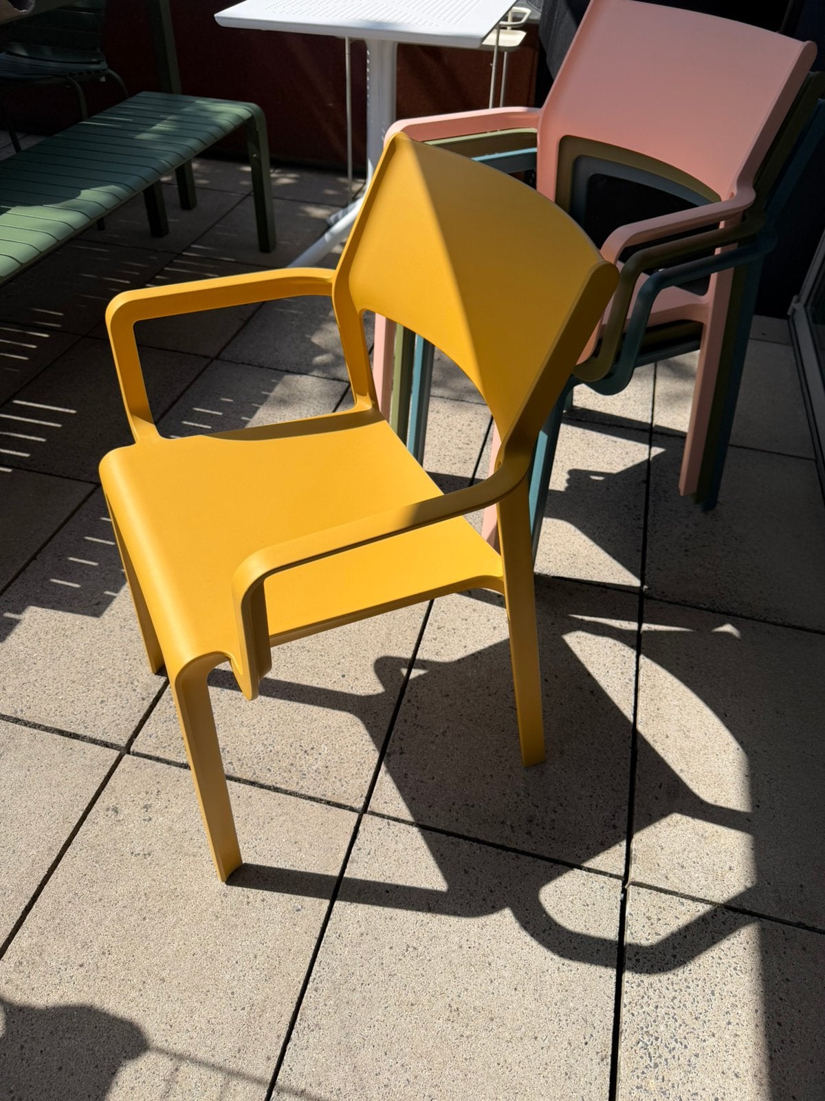 Tuinstoelen set 4 stuks PVC, Enlèvement, Comme neuf, Plastique, Empilable